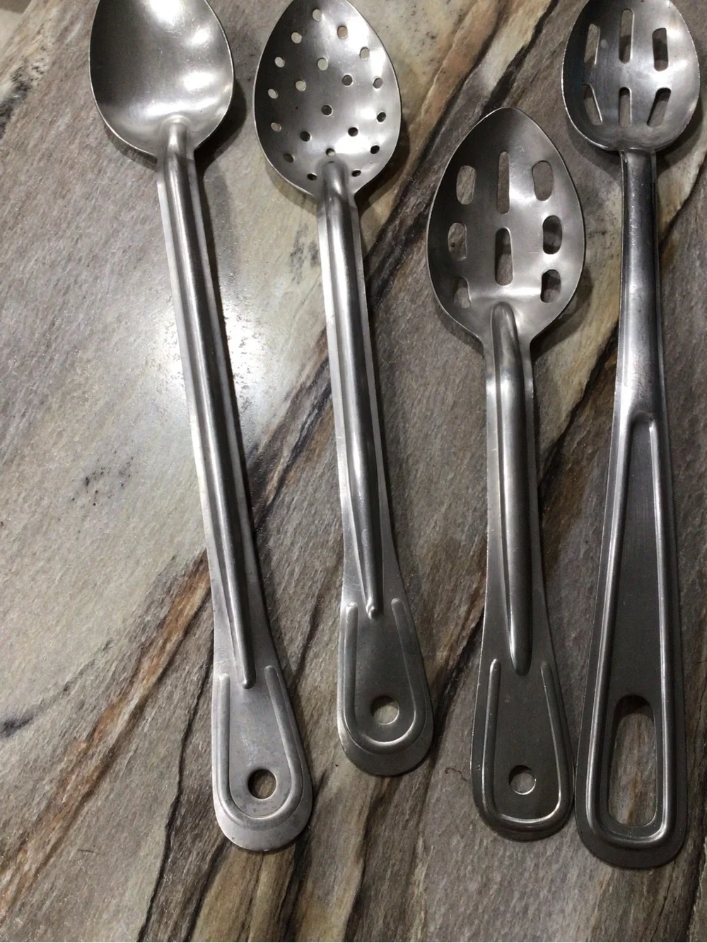 Set of 5 Vintage Stainless Steel Serving Spoons AP-1033 AP-1015 Japan #821 Korea